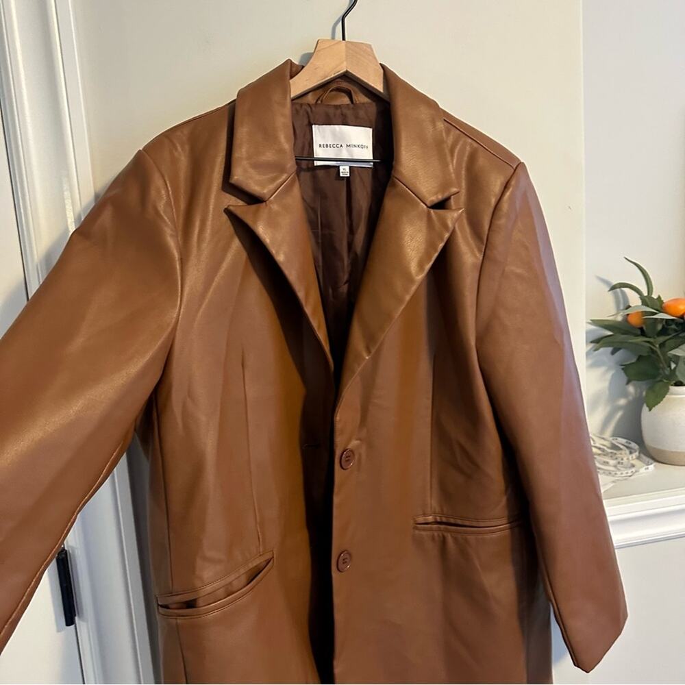 Rebecca Minkoff Brown Faux Leather Jacket XL - Picture 15 of 16